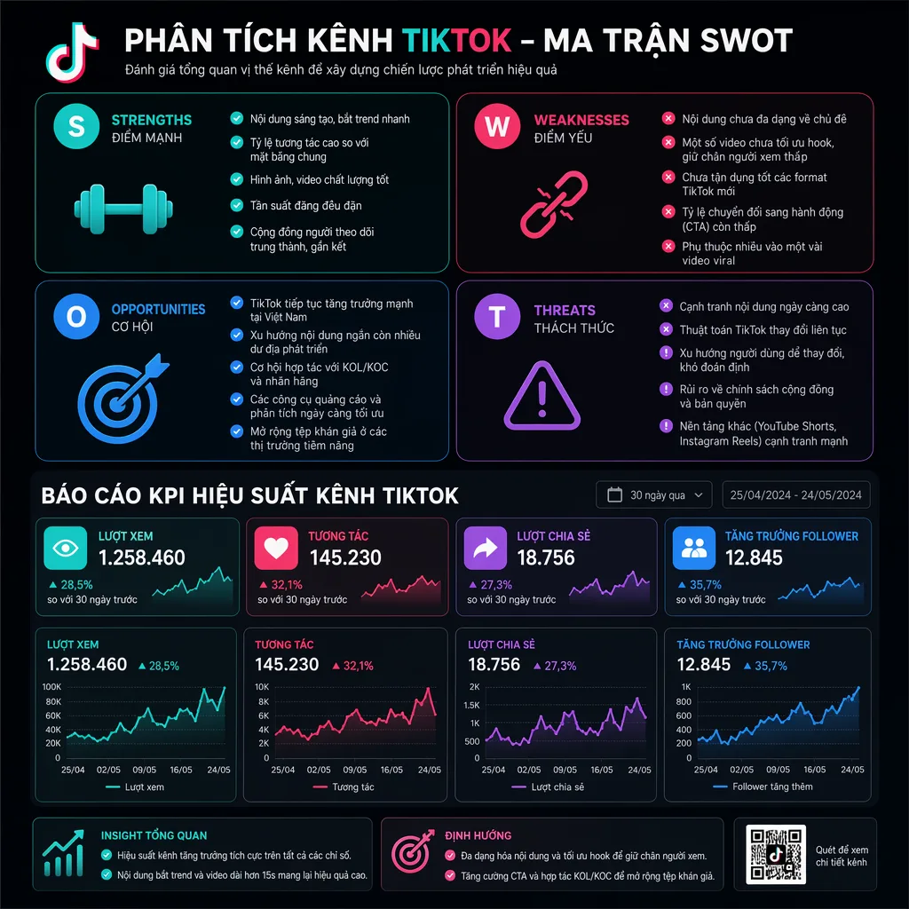 Bước 3: So sánh các KPI TikTok và phân tích SWOT của đối thủ