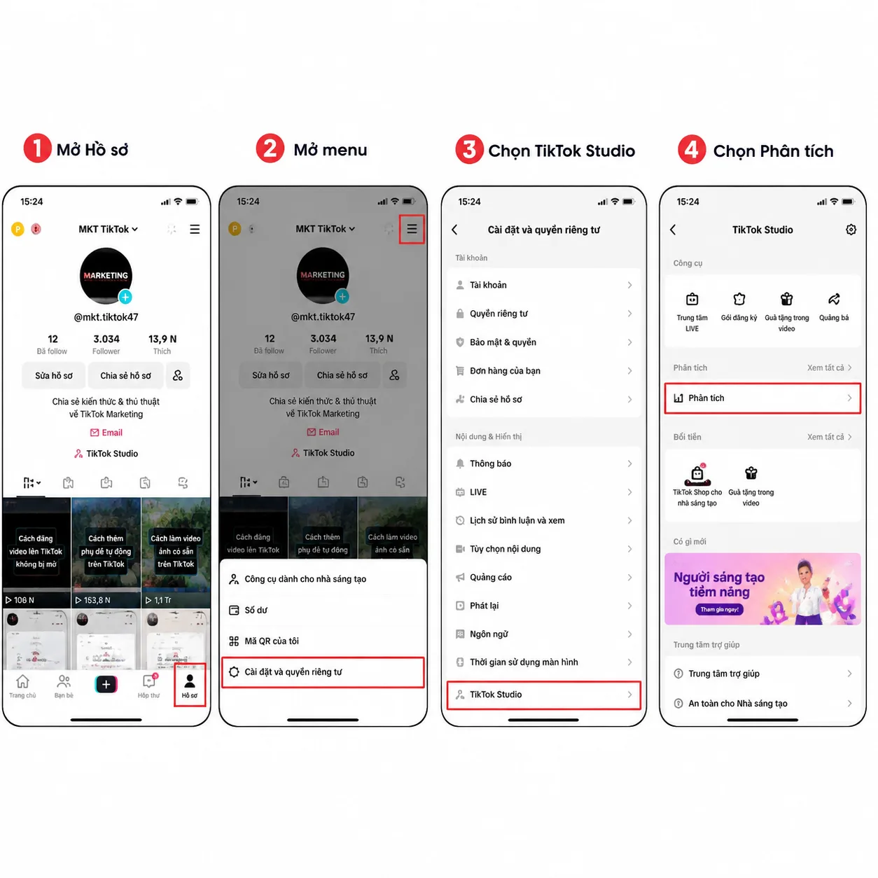 Cách chuyển đổi tài khoản TikTok cá nhân sang Creator và bật công cụ tác giả