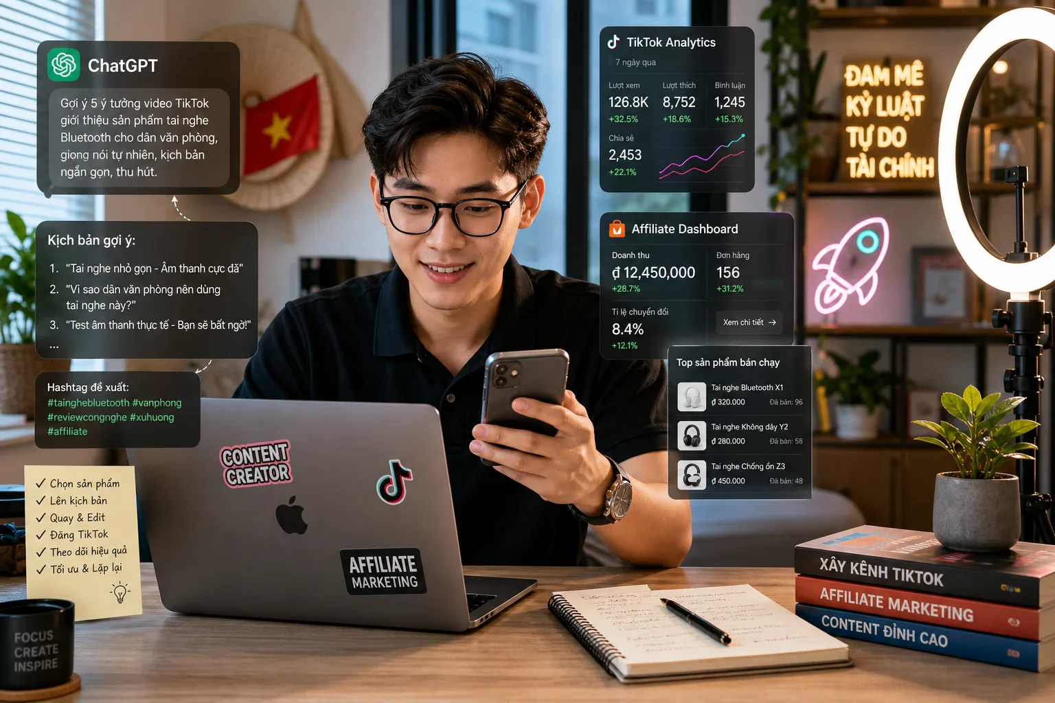 Cách dùng ChatGPT cho TikTok Affiliate: Hướng dẫn tạo nội dung, tìm ngách và tối ưu chuyển đổi