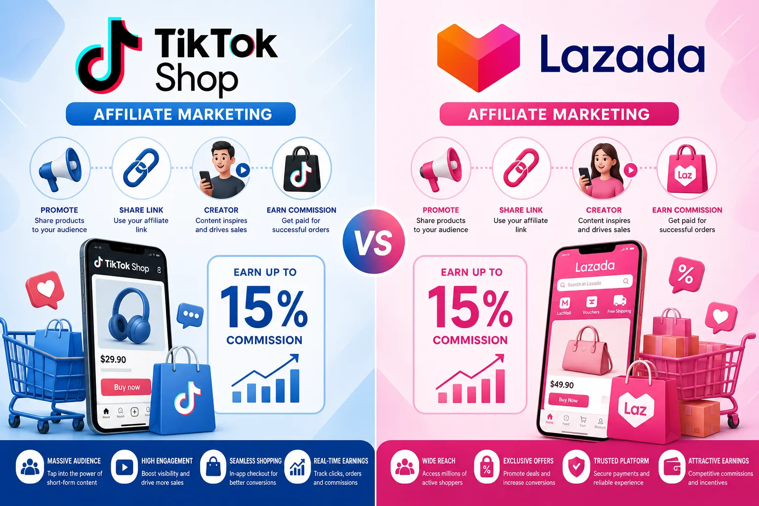 So Sánh TikTok Affiliate và Lazada Affiliate: Nên Chọn Nền Tảng Nào?