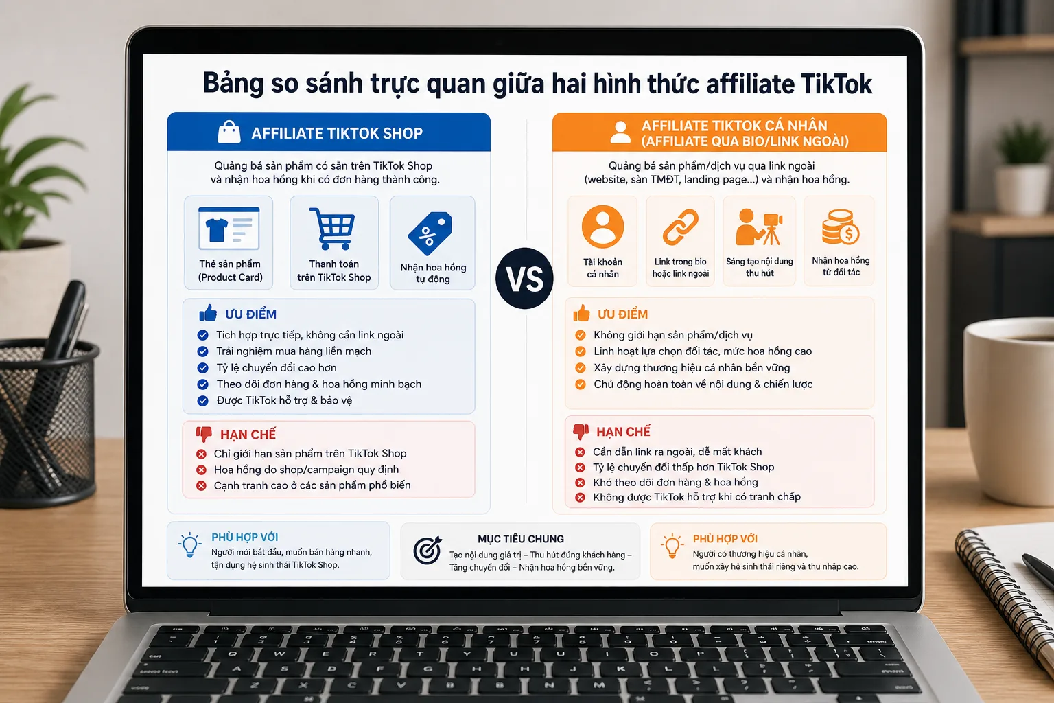 So sánh việc Creator làm Affiliate trên TikTok và Creator share link