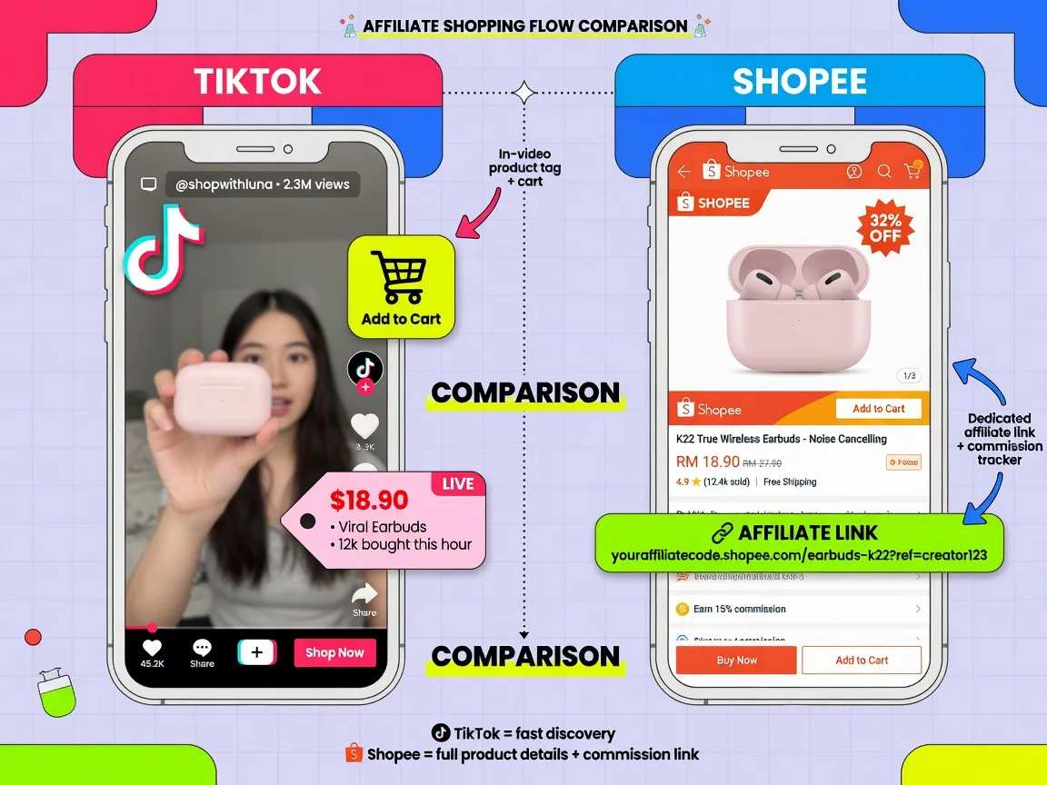 TikTok Affiliate và Shopee Affiliate là gì? Phân biệt nhanh trong 1 phút