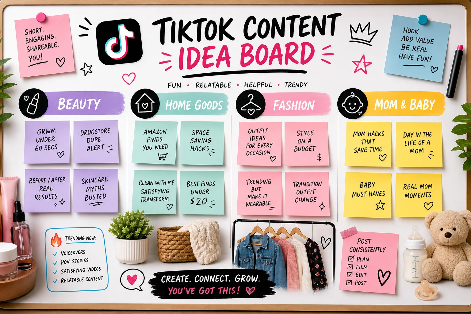 Ý tưởng video TikTok affiliate theo từng ngành hàng: làm đẹp, đồ gia dụng, thời trang, mẹ và bé