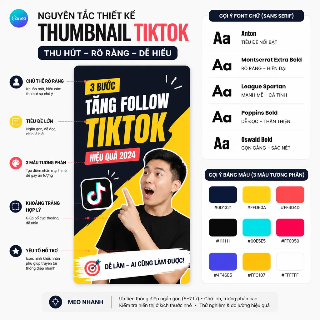 Cách thiết kế thumbnail TikTok hấp dẫn: bố cục, font chữ và màu sắc