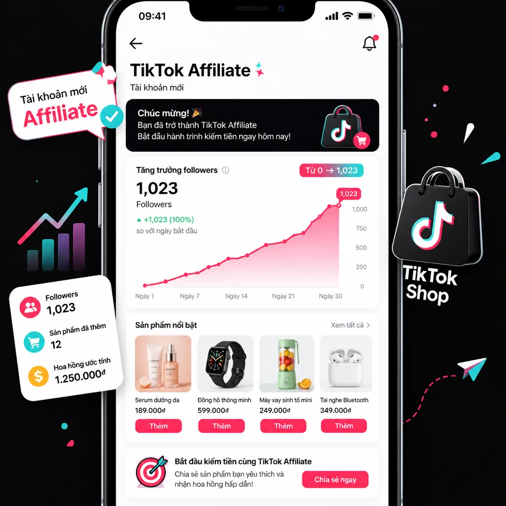 Điều kiện để bắt đầu TikTok Affiliate: Tài khoản dưới và trên 1.000 followers