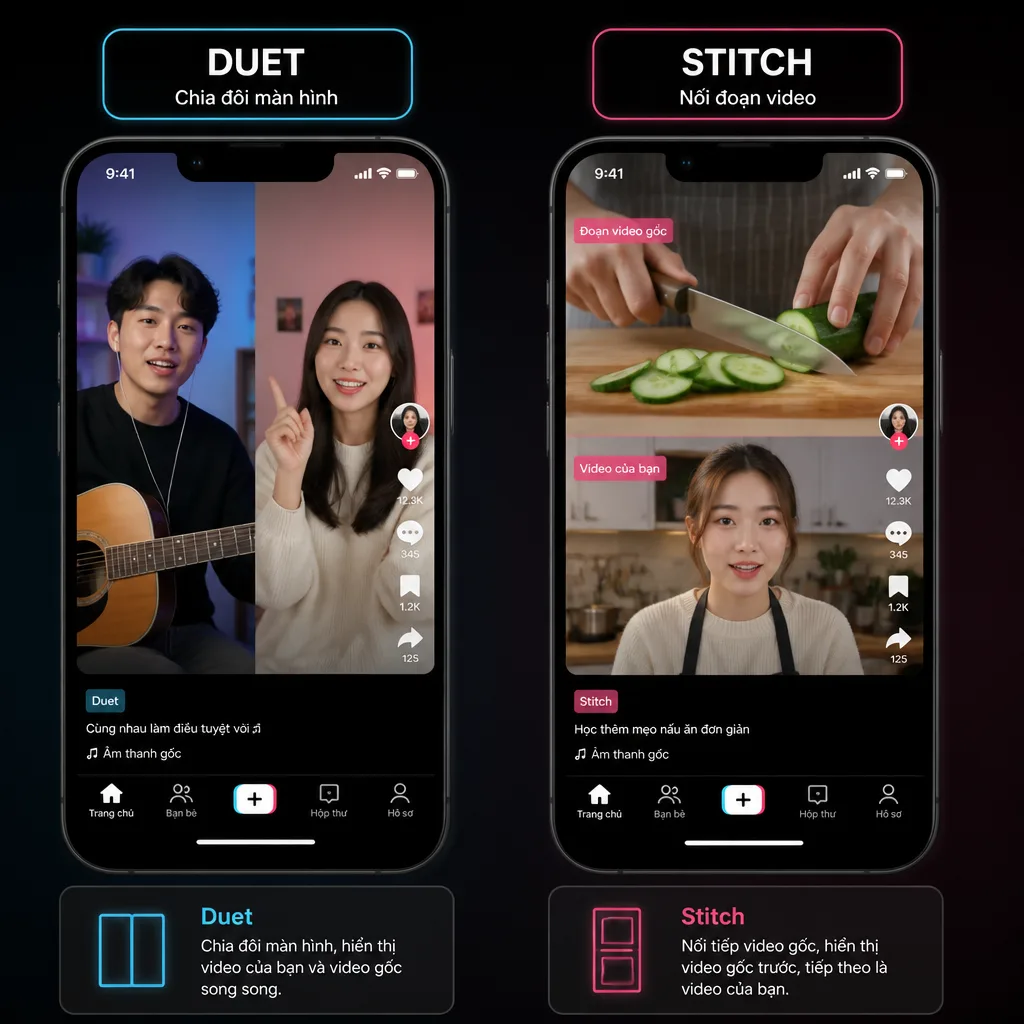 Duet và Stitch trên TikTok là gì, khác nhau như thế nào?