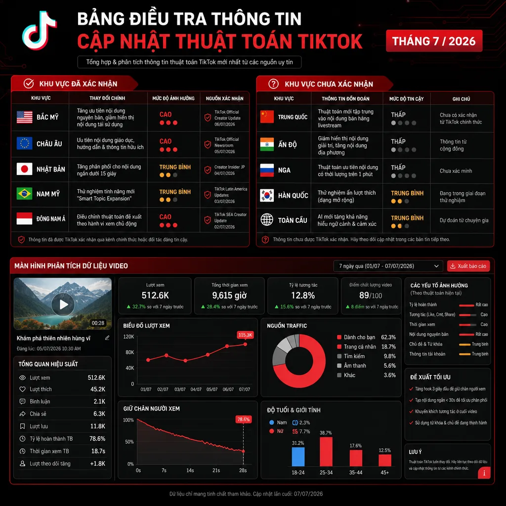 Những cập nhật thuật toán TikTok tháng 7/2026 đã được xác nhận
