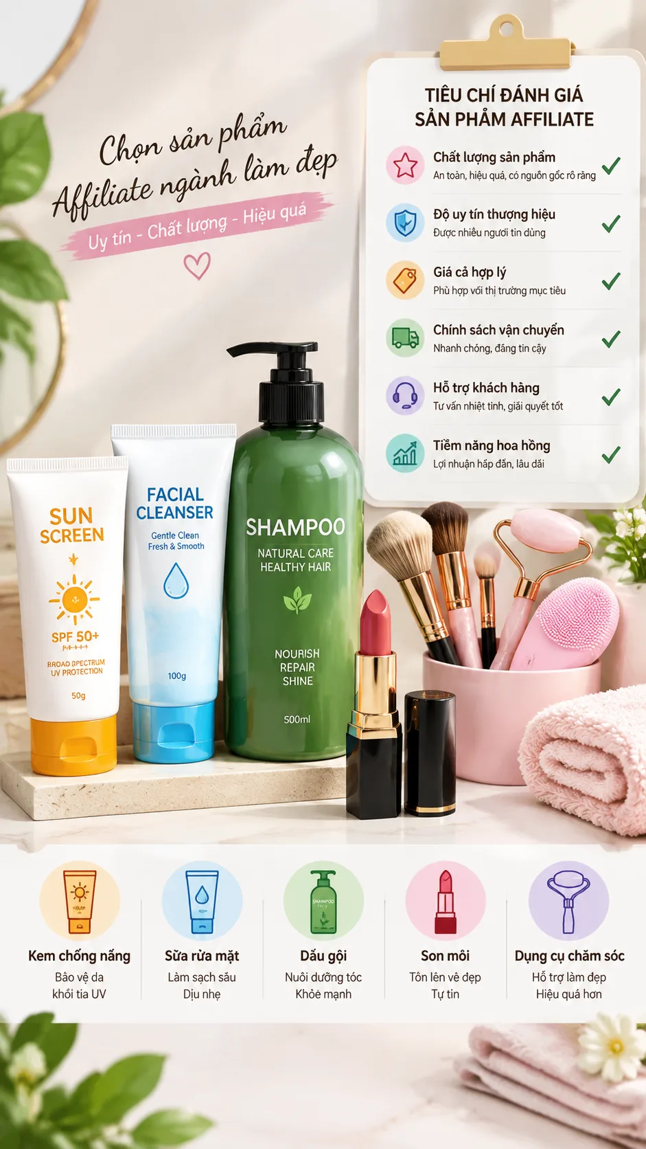 Cách chọn mỹ phẩm và sản phẩm chăm sóc cá nhân dễ làm affiliate