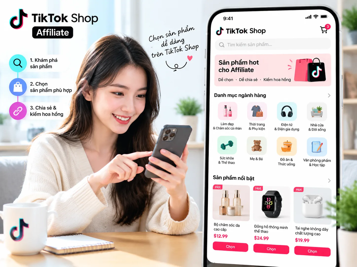 Hướng dẫn làm TikTok Affiliate cho người mới: chọn sản phẩm và mở trang trưng bày TikTok Shop