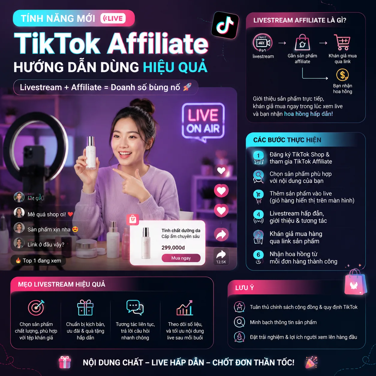 Tính năng livestream mới TikTok Affiliate: Hướng dẫn dùng hiệu quả